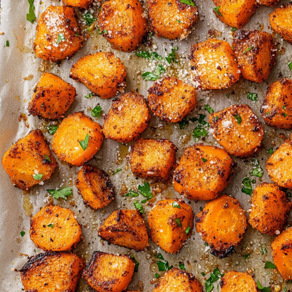 A tray of roasted carrots.