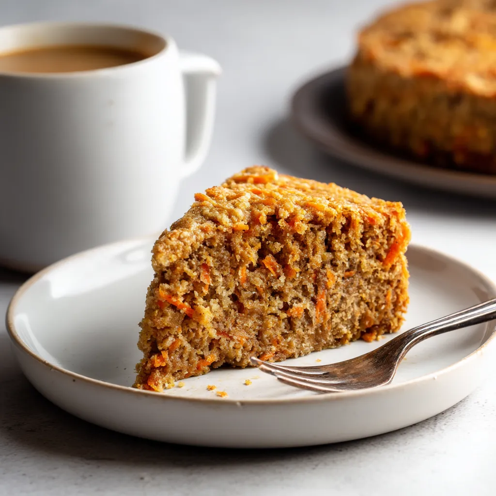 A slice of carrot cake on a plate.