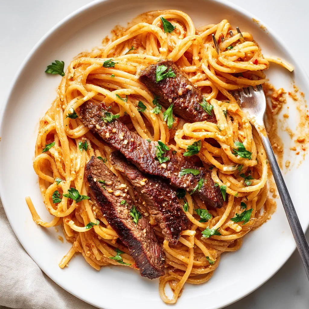 A plate of spaghetti with meatballs and herbs.