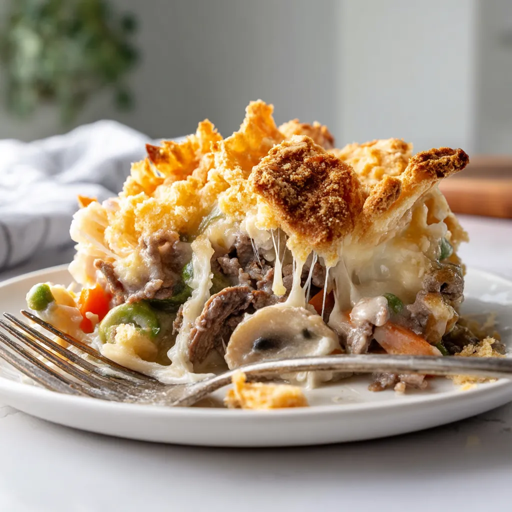 A plate of food with a fork on it.
