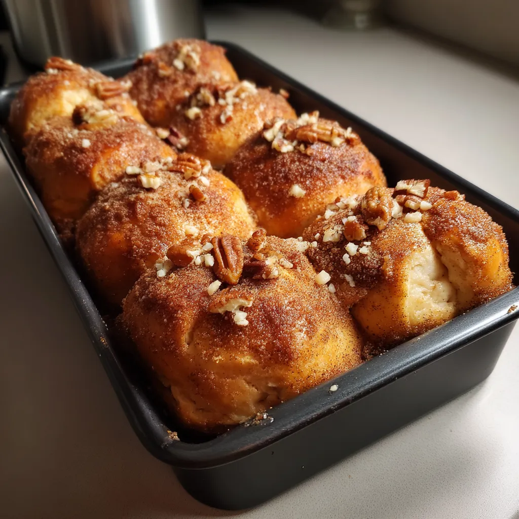 A pan of cinnamon rolls.