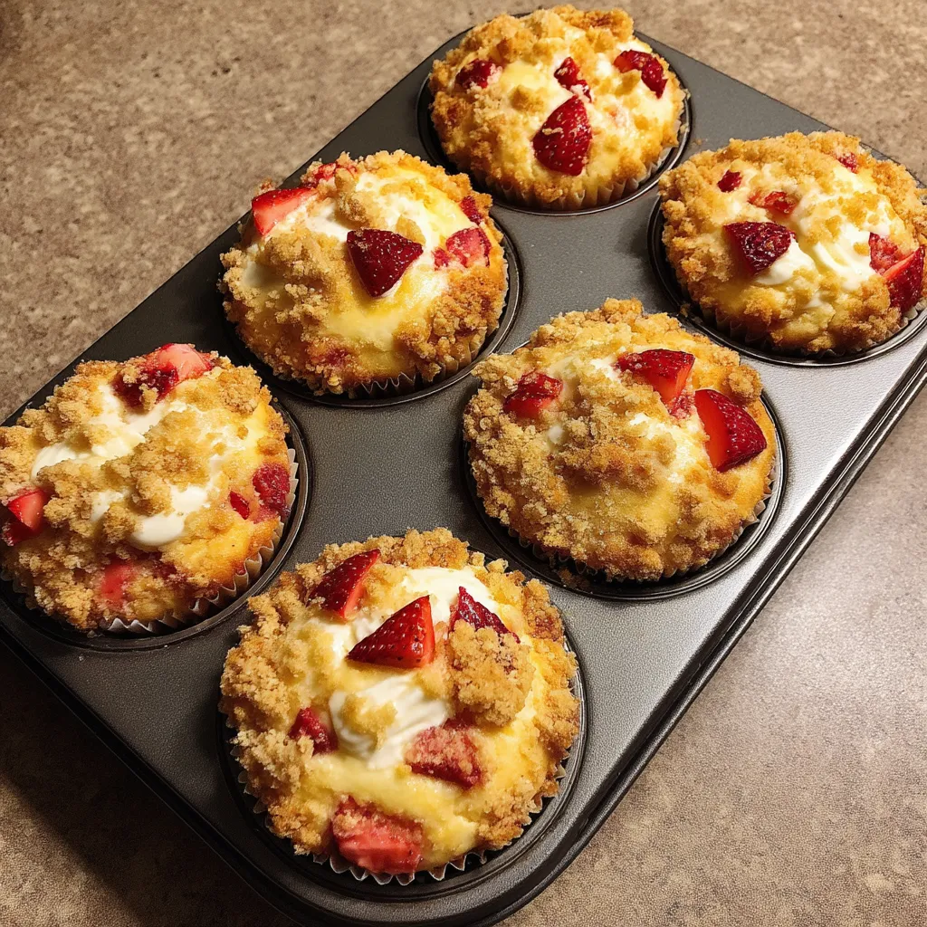 A tray of strawberry muffins.