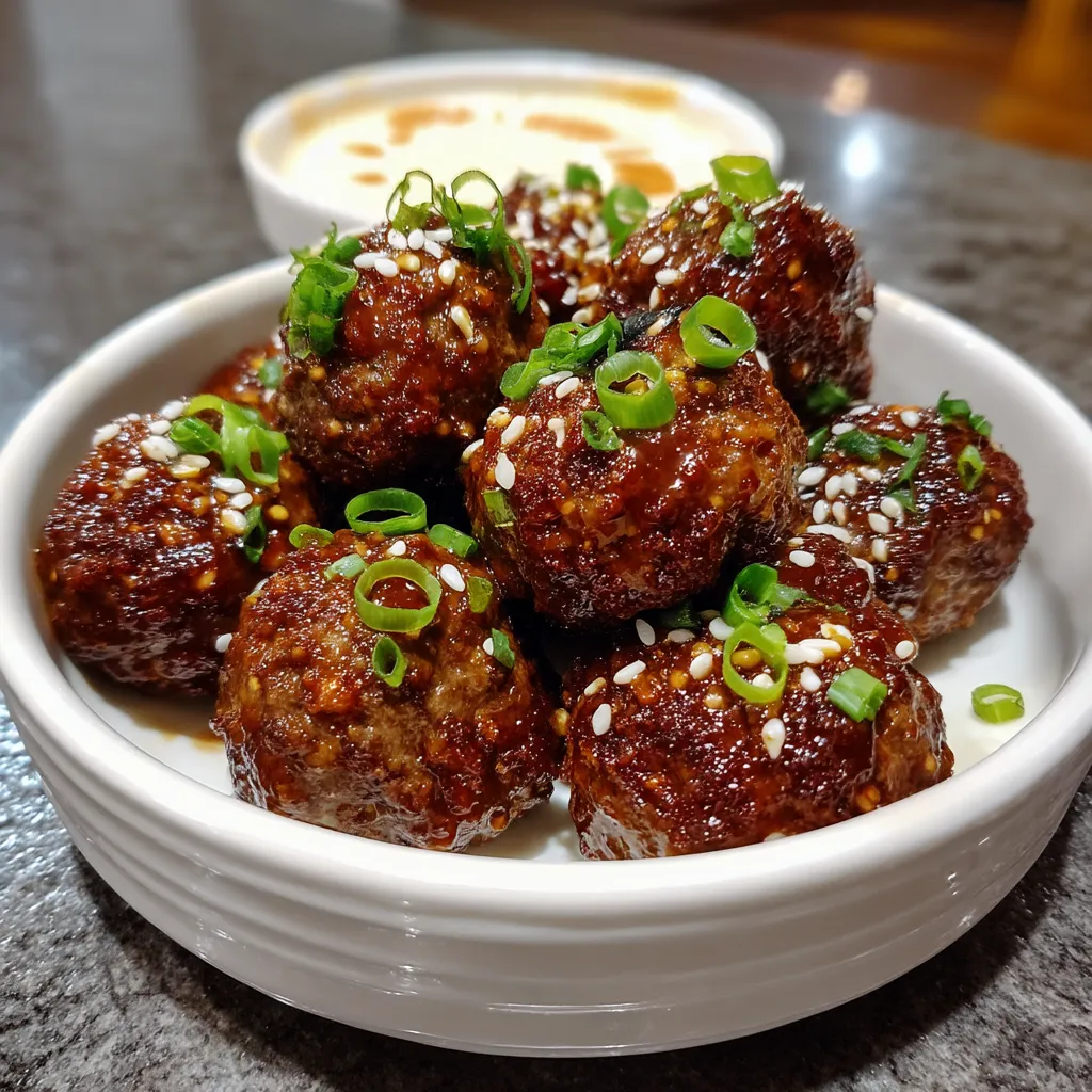 A plate of meatballs with sauce.