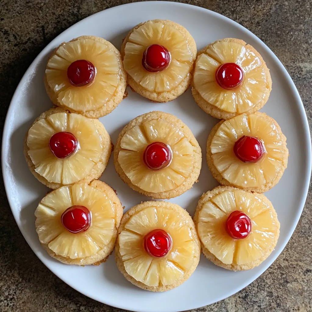 A plate of pineapple cookies with red jelly.