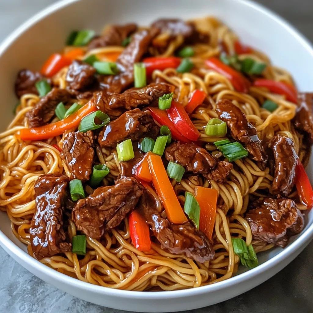 A bowl of noodles with meat and vegetables.