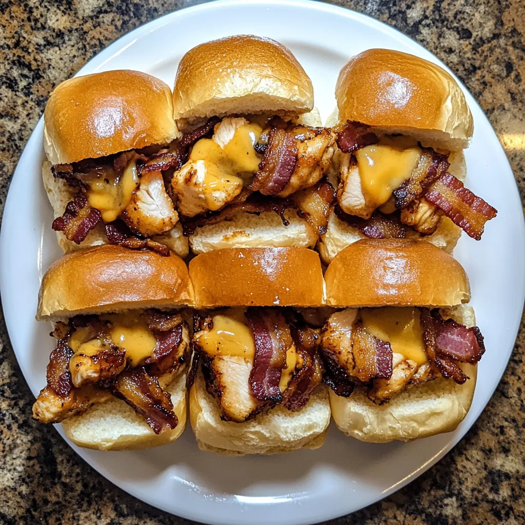 Bacon and cheese sandwiches on a plate.