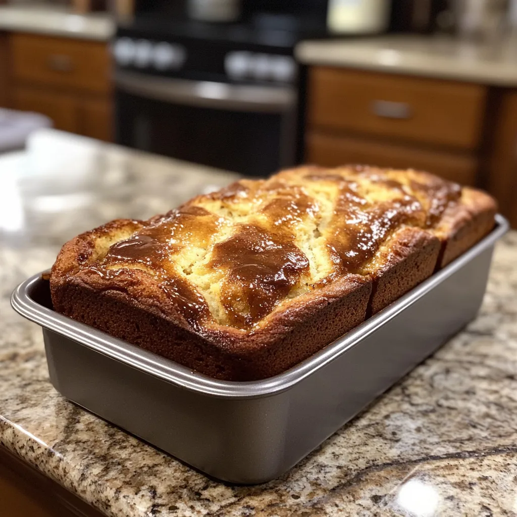 A loaf of bread in a pan.