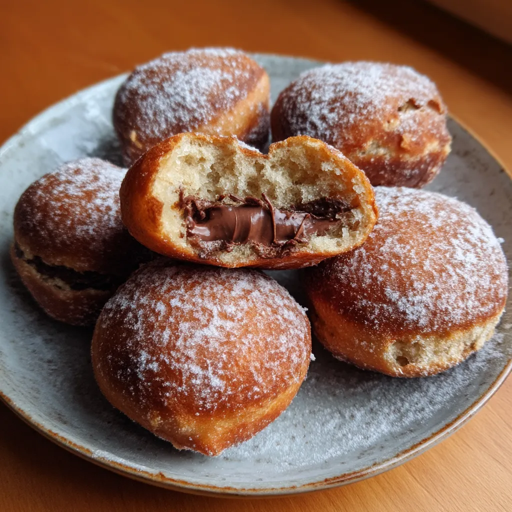 A plate of doughnuts with chocolate and powdered sugar.