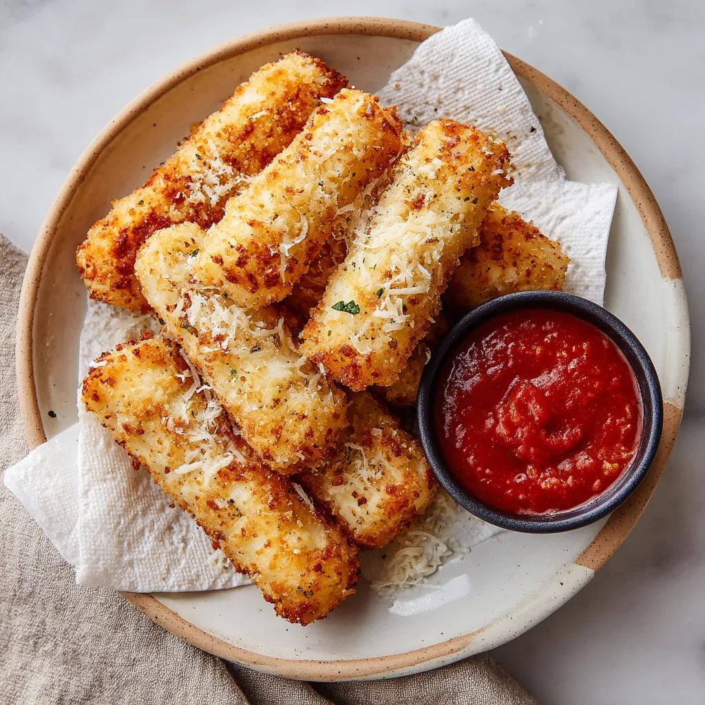 A plate of cheese sticks with a bowl of sauce.