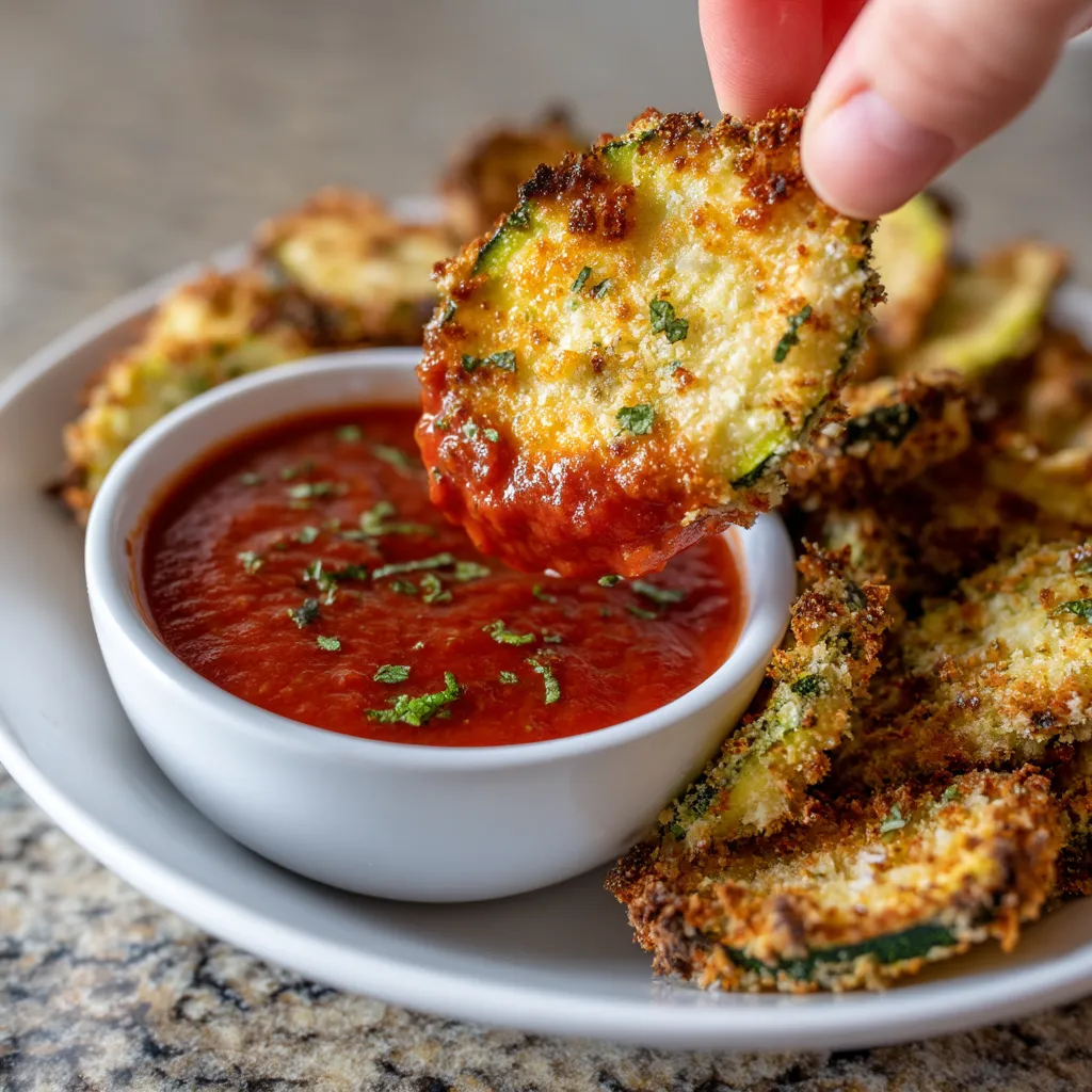 A person is dipping a piece of food into a bowl of sauce.