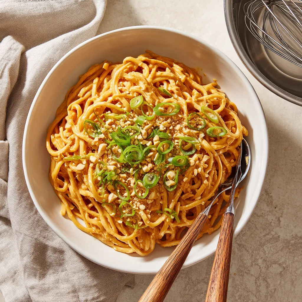 A bowl of noodles with vegetables and nuts.