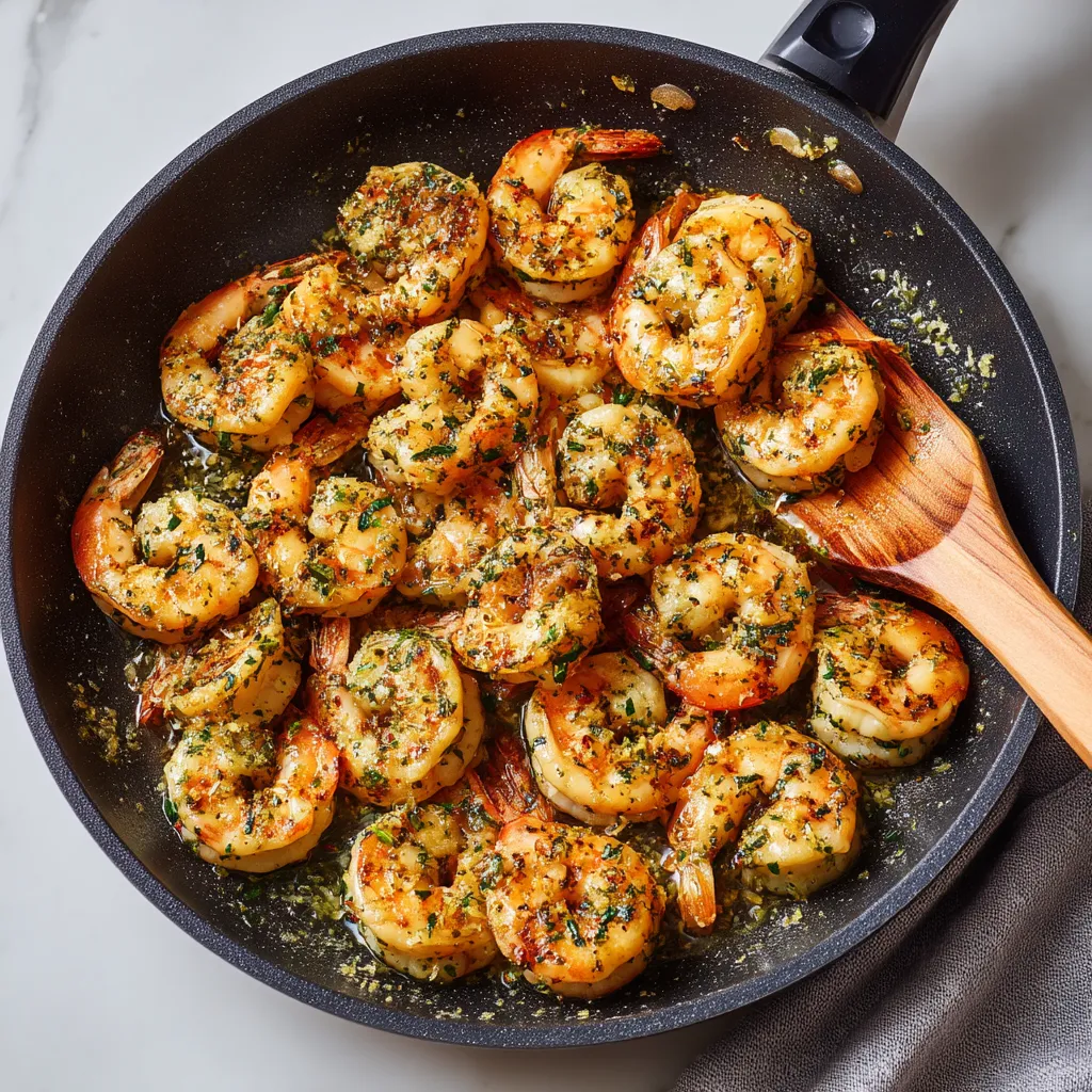 A pan of shrimp with spices.