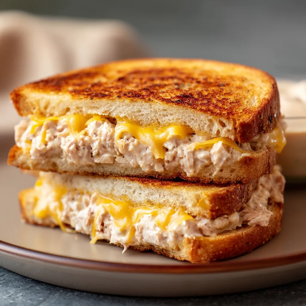 A sandwich with cheese and meat on a plate.