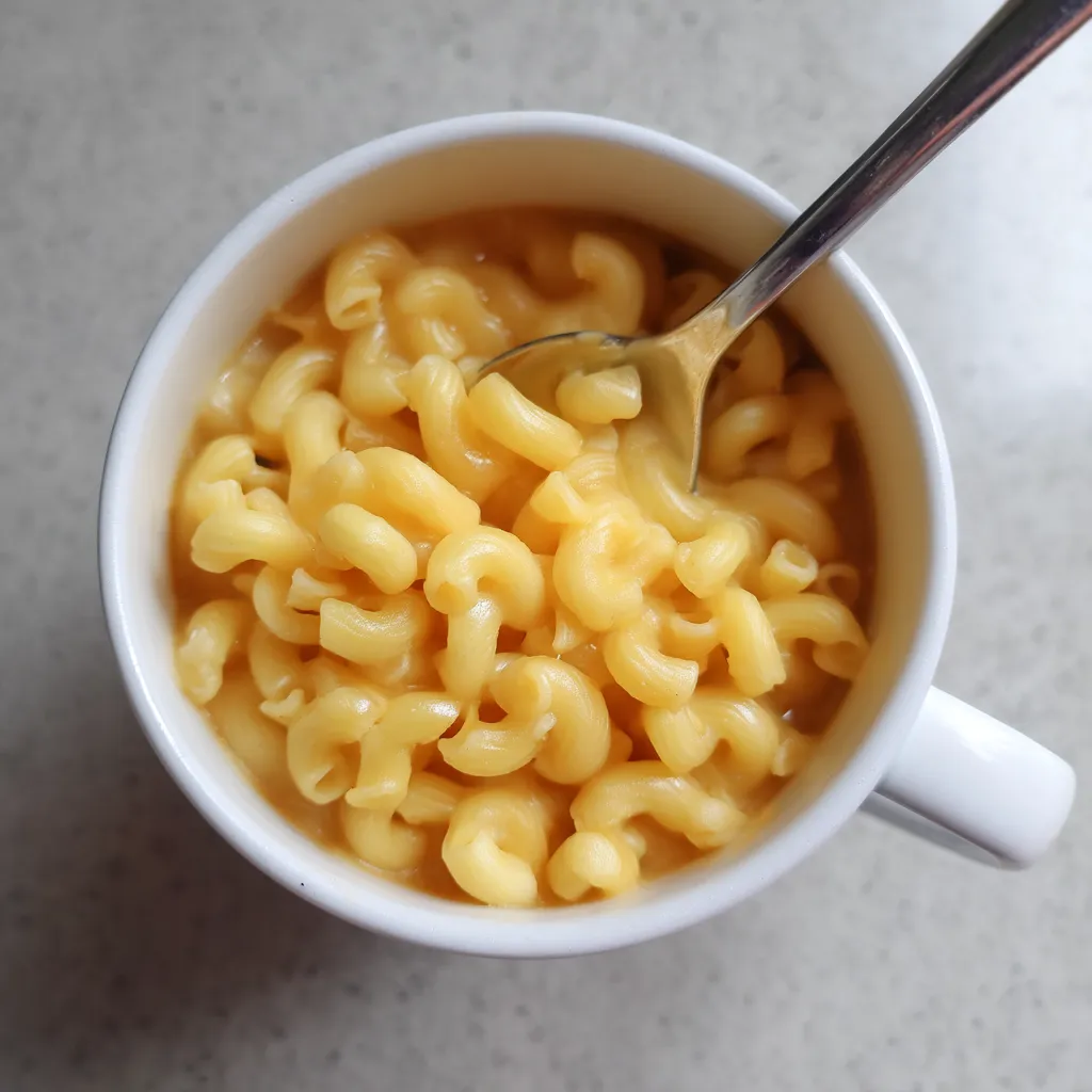 A cup of macaroni and cheese.