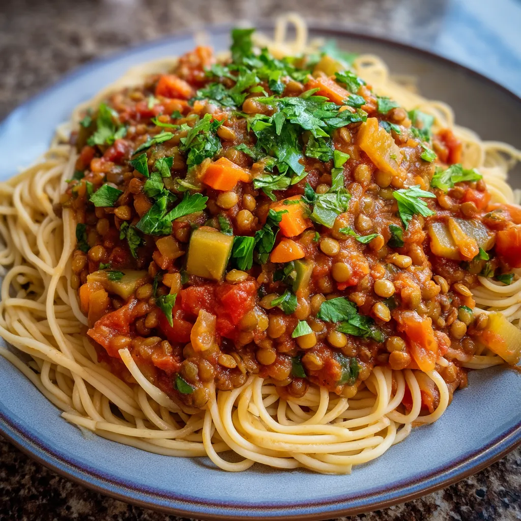 A plate of pasta with vegetables.