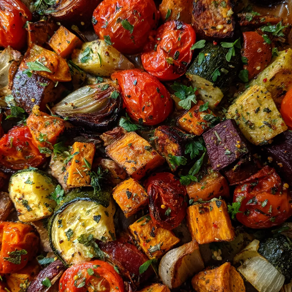 A close up of a vegetable salad with tomatoes, carrots, and onions.