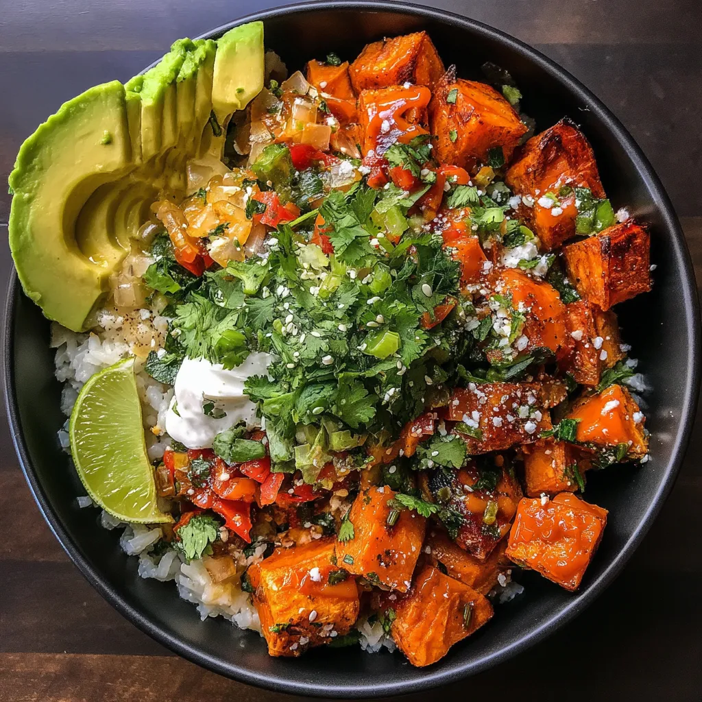 A bowl of food with rice, avocado, and carrots.