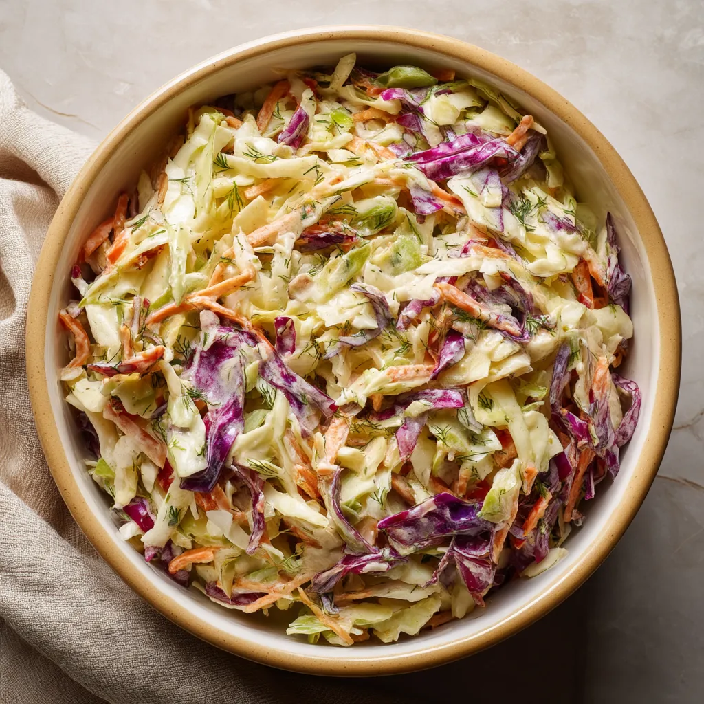 A bowl of coleslaw.