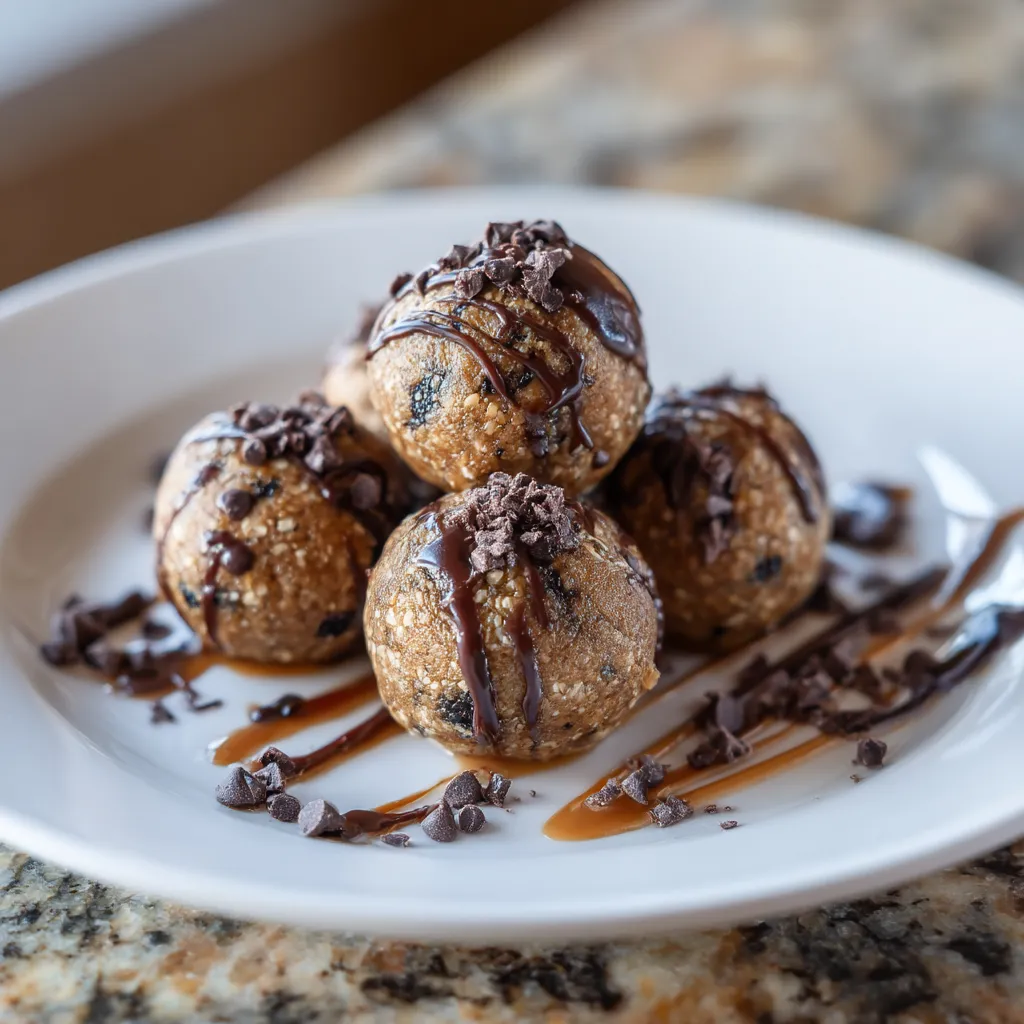 A plate of chocolate covered doughnuts.