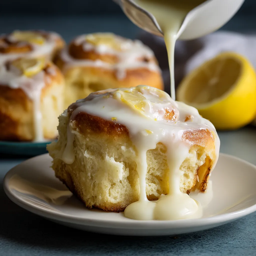 A plate of baked goods with a lemon wedge on top.