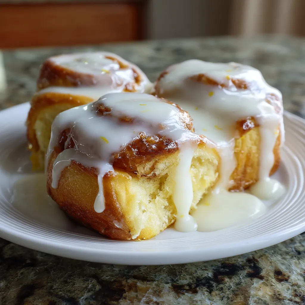 Three donuts with glaze on a plate.