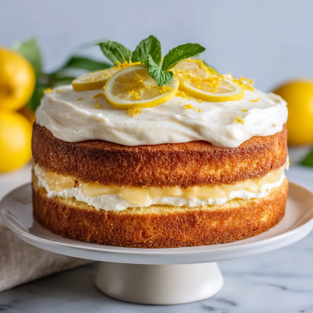 A cake with lemon slices on top.