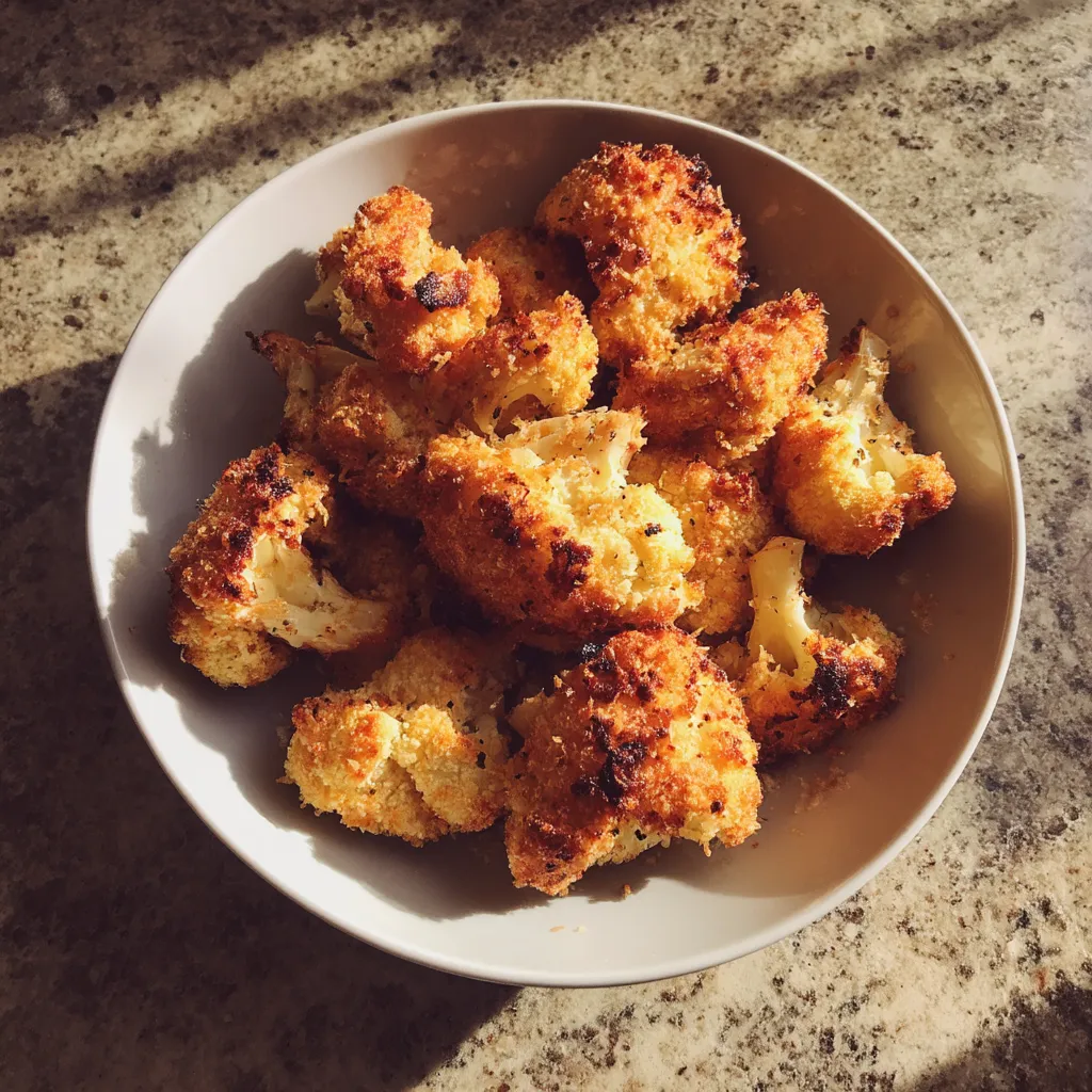 A bowl of cauliflower on a table.
