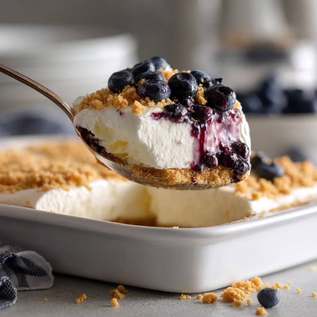No-Bake Lemon Blueberry Cream Cake