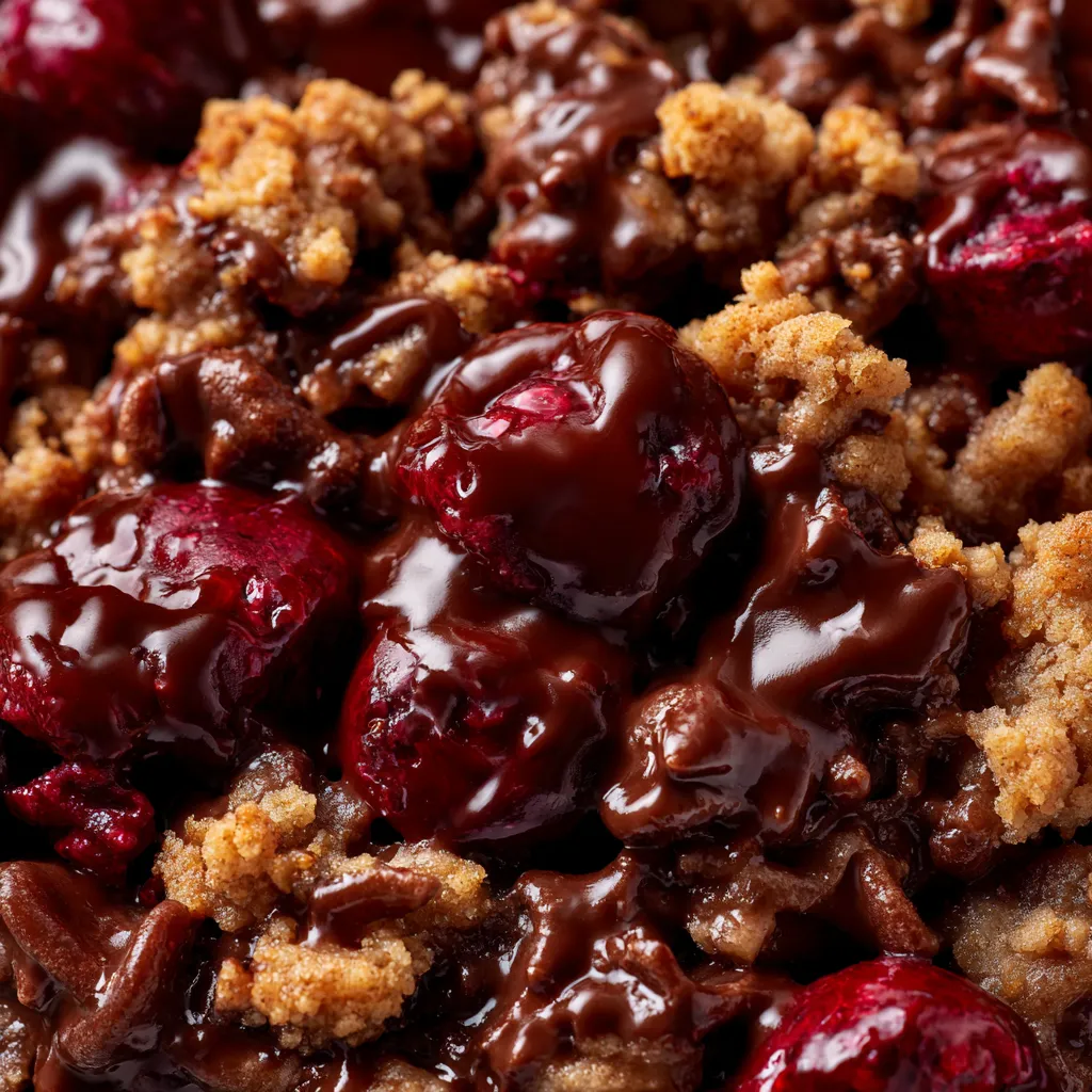 A close up of a chocolate covered cherry.