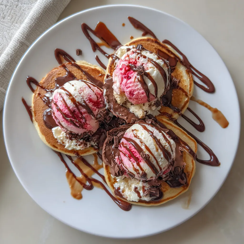 A plate of ice cream sandwich pancakes.