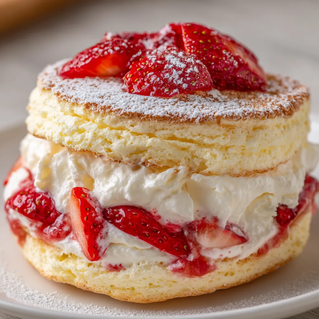 A slice of strawberry cheesecake cloudcakes.
