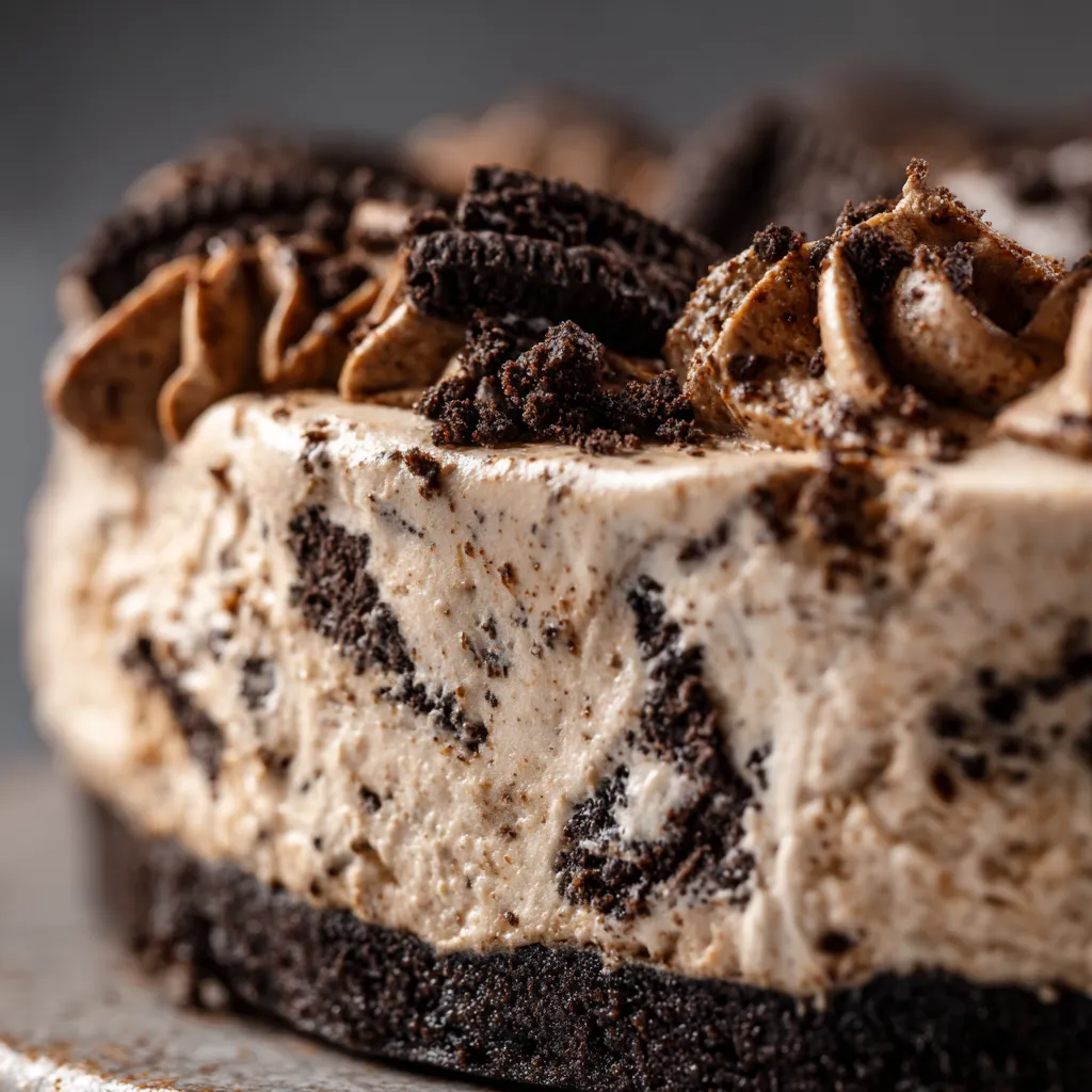 A slice of creamy no-bake coffee pie.
