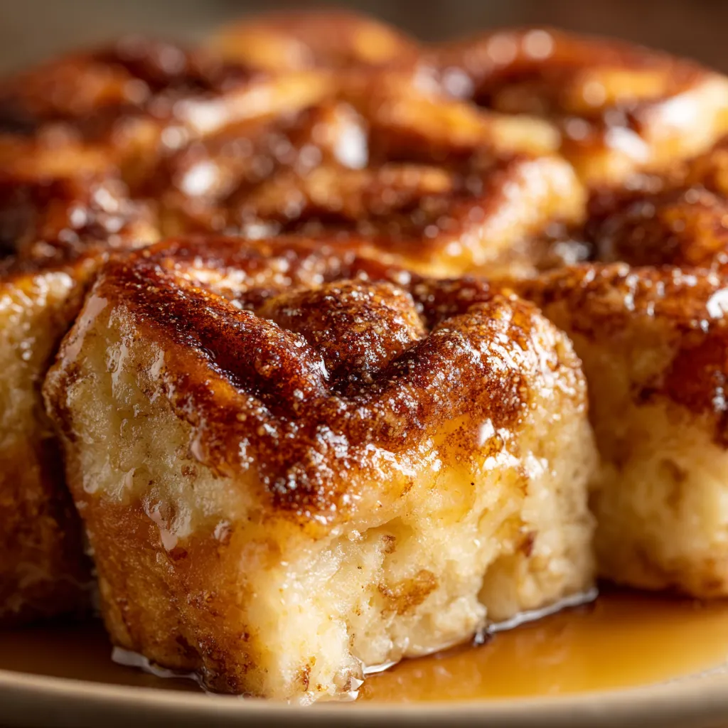 A plate of French toast with a syrup drizzle.