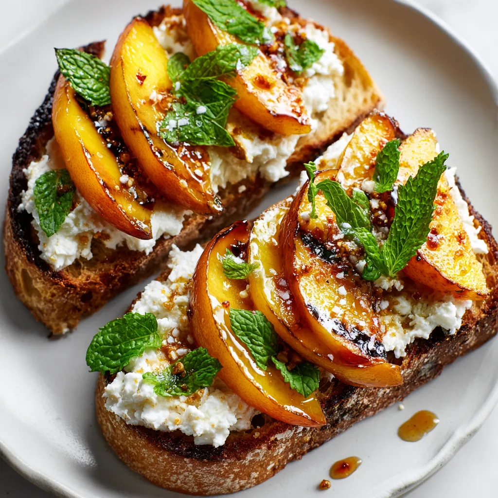 Toast with peaches and chili.