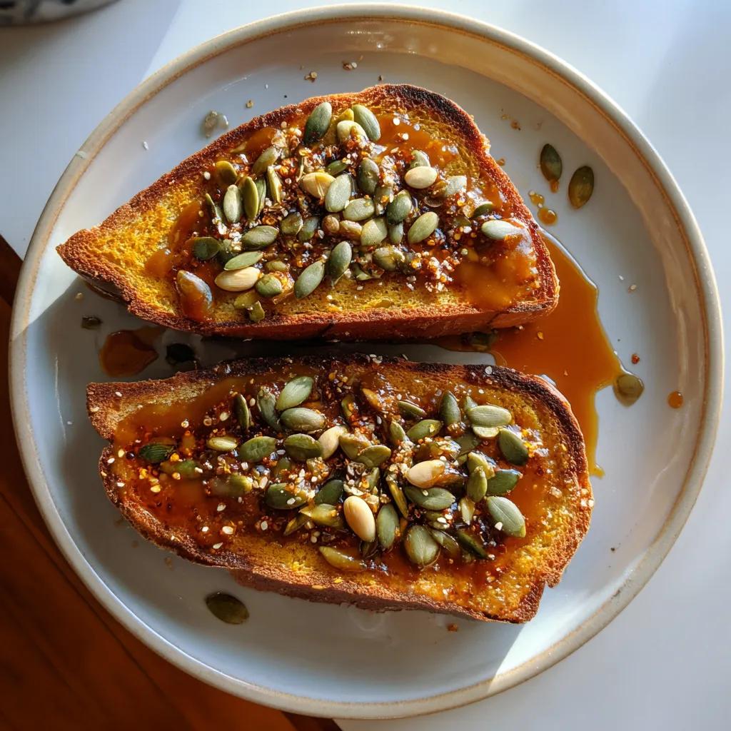 Toast with chili crisp pumpkin butter.