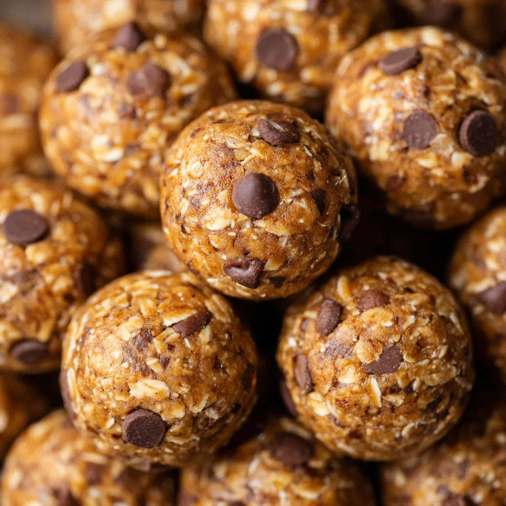 A pile of peanut butter oat energy bites.