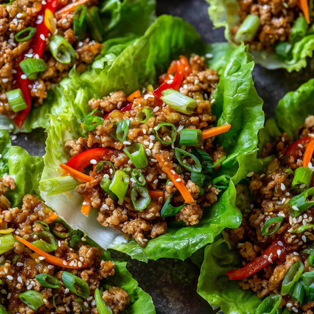 A plate of Asian chicken lettuce wraps.