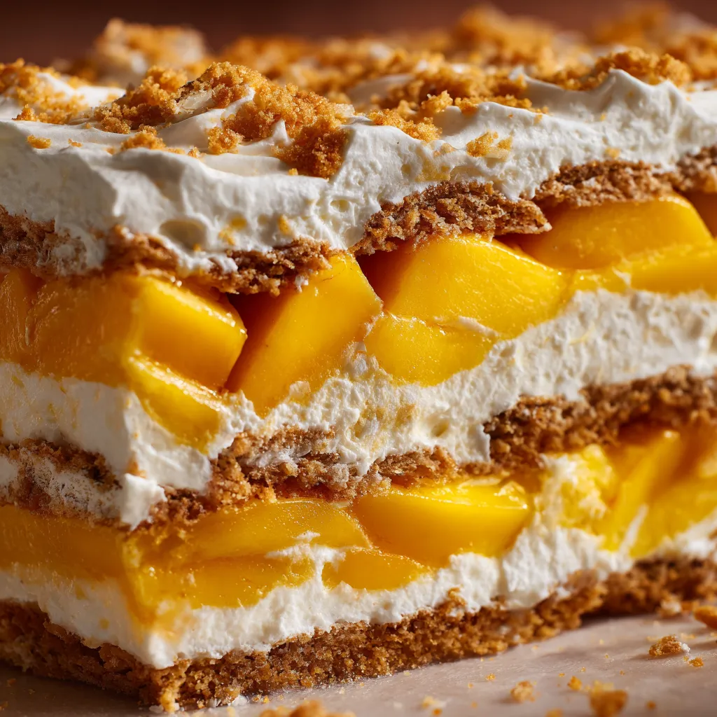A slice of mango float cake.