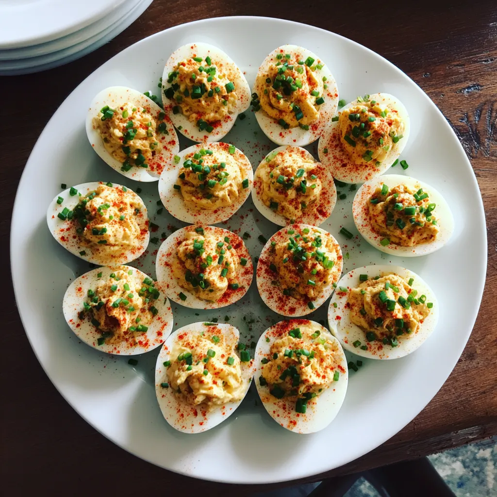 A plate of deviled eggs.