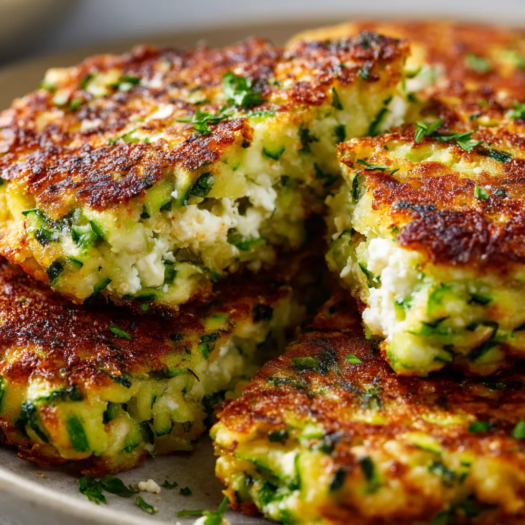 Zucchini fritters on a plate.