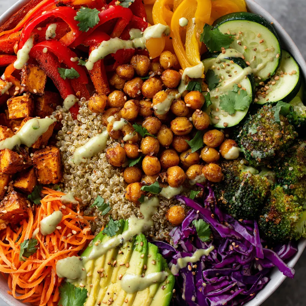 A colorful bowl of food with various ingredients.