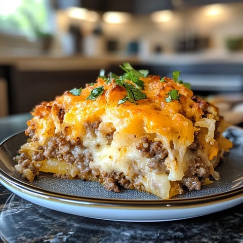 A casserole dish with meat and cheese.