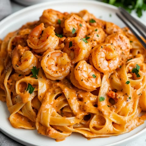 A plate of shrimp and pasta.