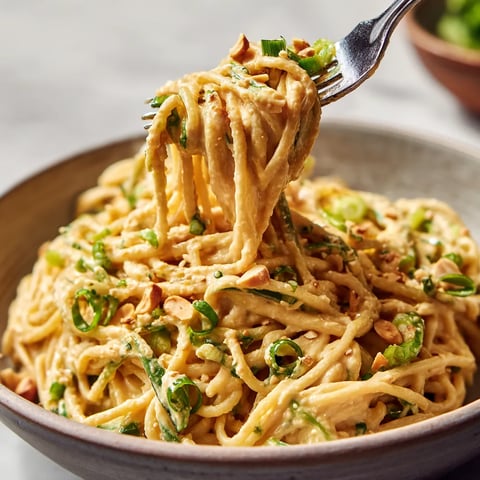 A fork is in a bowl of pasta.