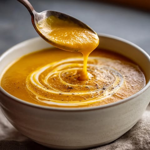 A spoon is in a bowl of soup.