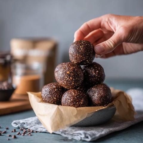 A stack of chocolate covered balls.
